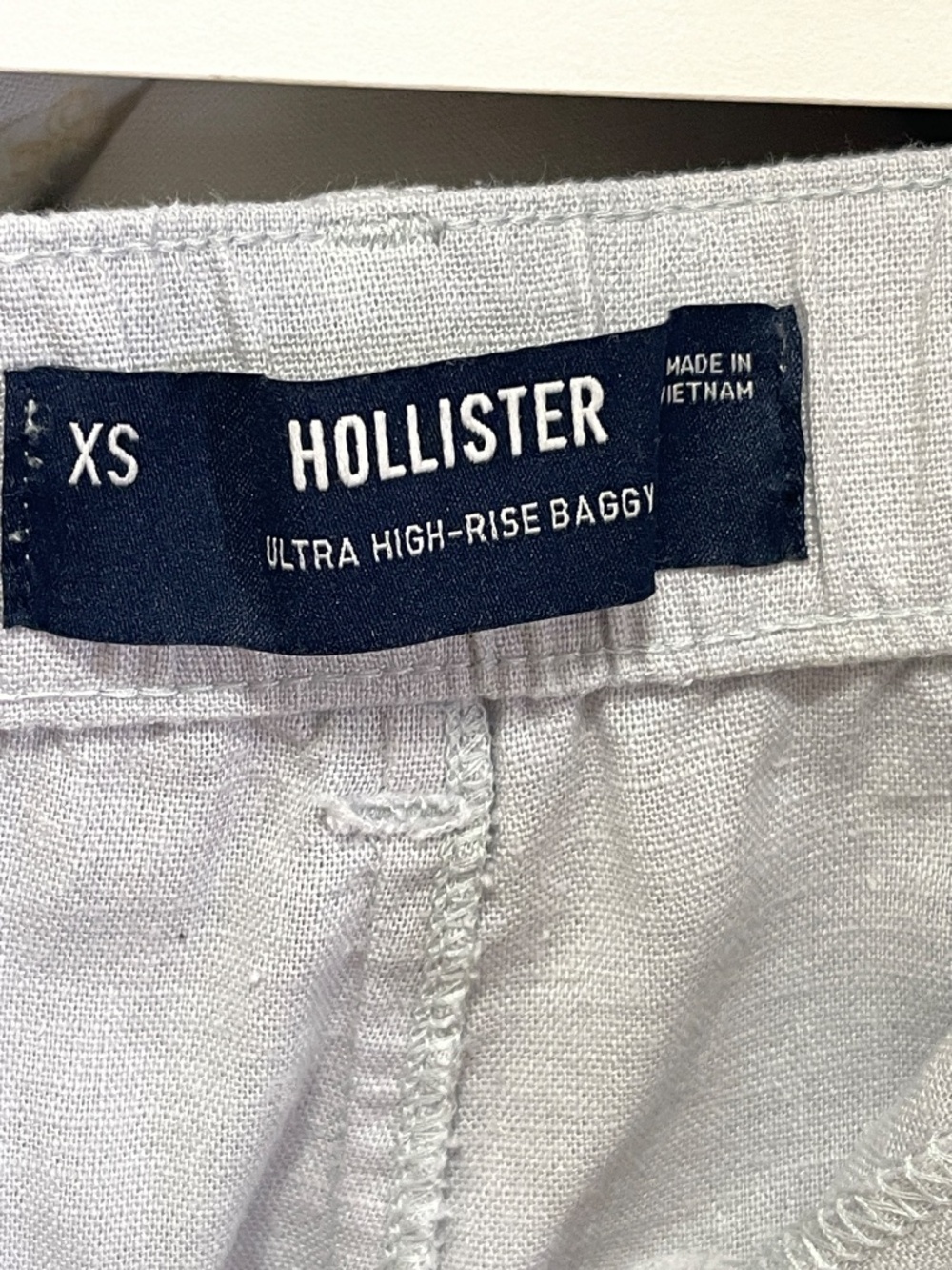 Hollister high rise casual linen light blue/gray cargo style pants women XS - Picture 4 of 7